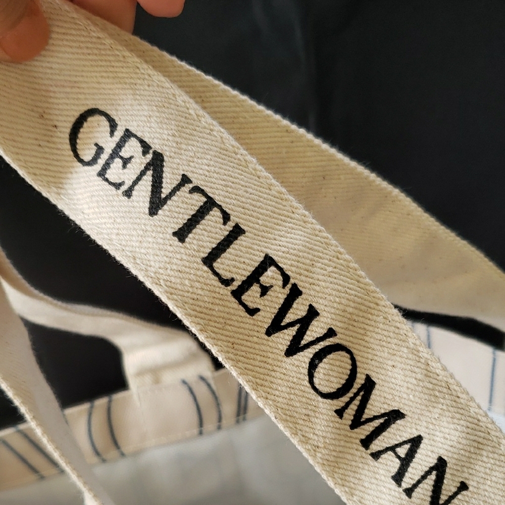 Gentlewoman Ivory Canvas Tote with Navy Logo - Picture 10 of 14
